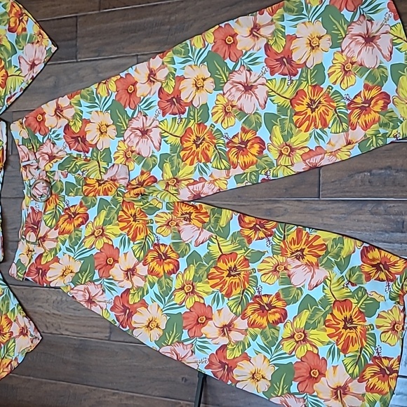 Love By Design Colorful Tropical Print Cropped Top & Wide-leg Pants size 1X - Picture 4 of 17